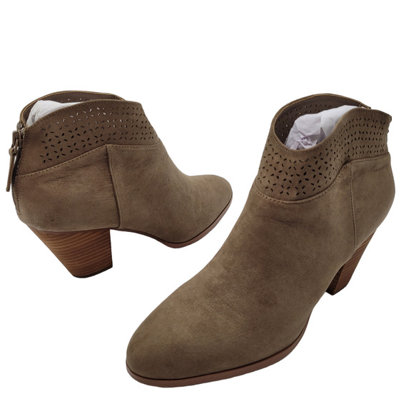 NEW Violet & Red Womens Jackson Lazer Cut Topline Booties tan taupe Size US 10 - Picture 1 of 9